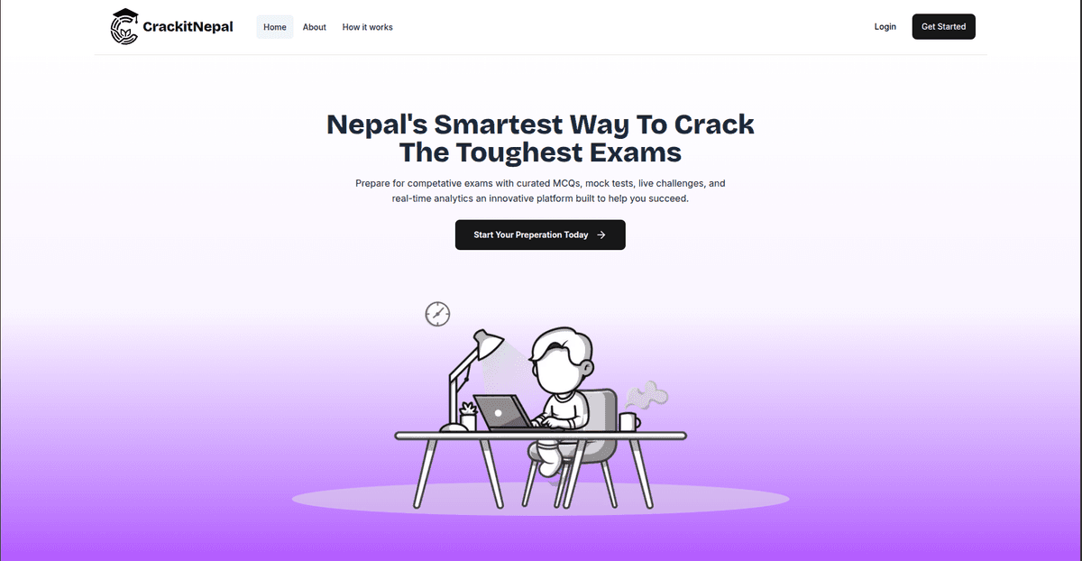 Ujjwal Bhandari, project crackitnepal.com CrackItNepal – Entrance exam prep platform by Ujjwal Bhandari